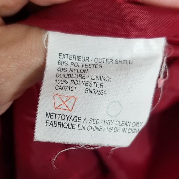 Utex Vintage Eaton's Red Wine Hooded Trench Coat Jacket Pocket Vented Small 90s - Picture 10 of 12